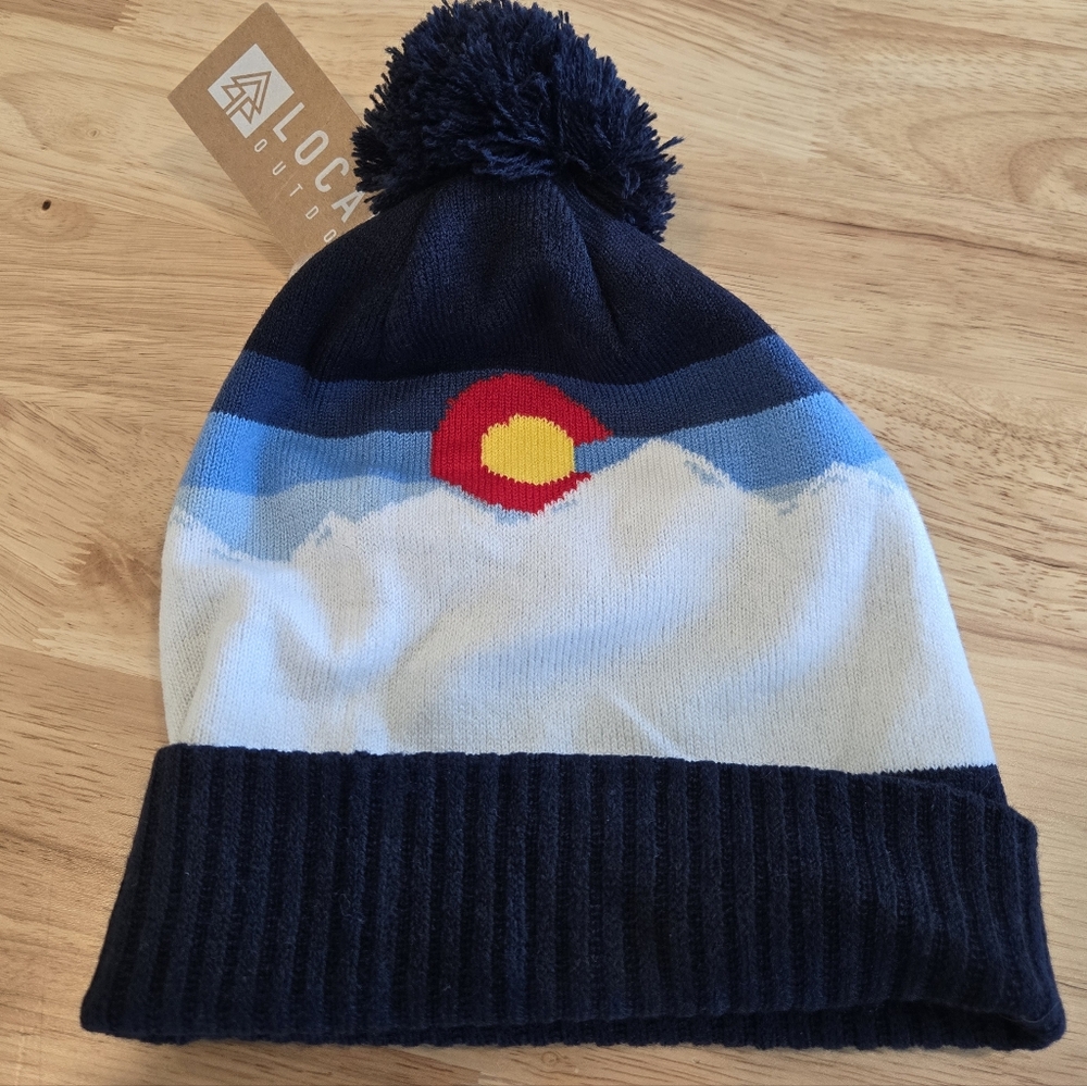 Colorado State Flag knitted beanie Pom new with tags